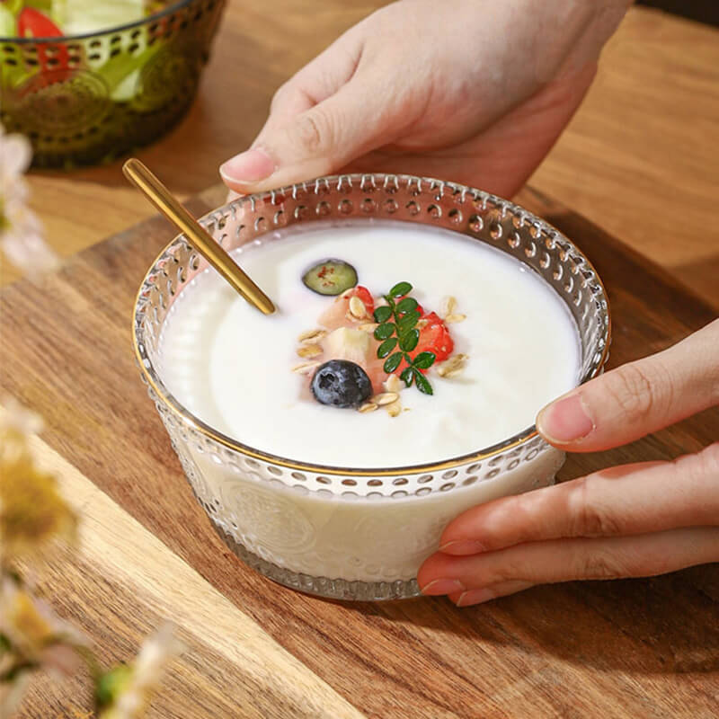 Lighteme Glasschale mit geraden Seiten und Sonnenblumenprägung