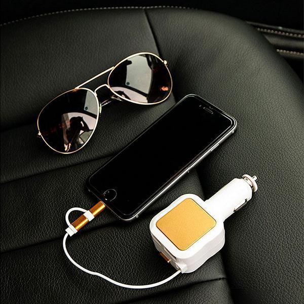 Lighteme Two-In-One Retractable Car Charger (4 colors)
