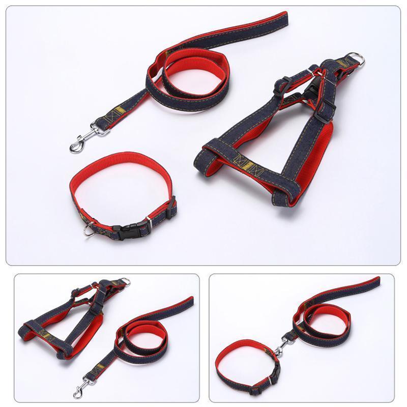 Harnais pour animaux de compagnie Lighteme en trois pièces avec collier de traction (4 couleurs et 4 tailles)