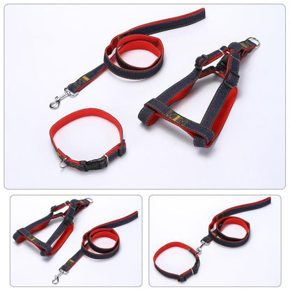 Harnais pour animaux de compagnie Lighteme en trois pièces avec collier de traction (4 couleurs et 4 tailles)