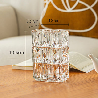 Lighteme Embossed Crystal Glass Vase