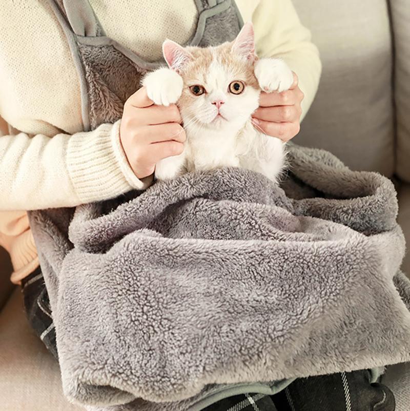 Lighteme Samtweiche Katzen-Schlafschürze, lässige Ausgehtasche