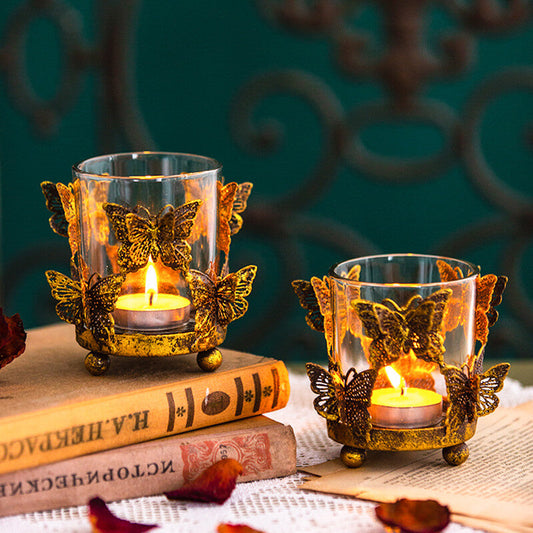 Bougeoir en verre papillon vintage Lighteme
