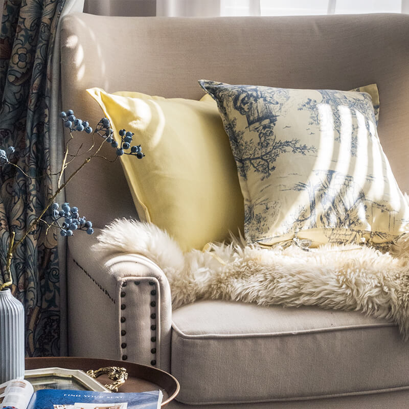 Housse de coussin en coton à motif floral vintage Lighteme