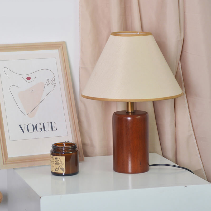 Lampe de table vintage Lighteme avec base en bois