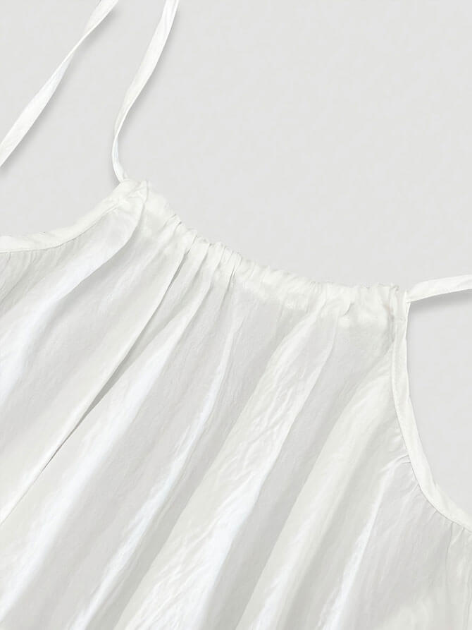 Lighteme Women's Solid Color Backless Cami Lounge Dress, Loose Fit Spaghetti Strap Dress