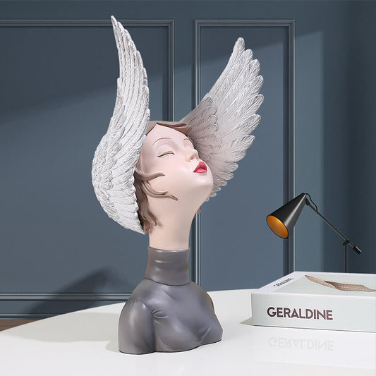 Lighteme Flügelmädchen-Dekoration aus Kunstharz