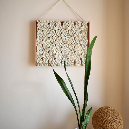 Lighteme Wood Frame Woven Wall Hanging