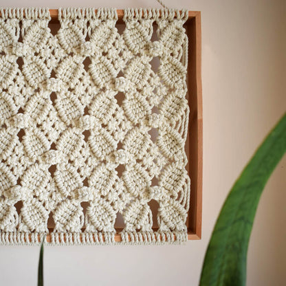 Lighteme Wood Frame Woven Wall Hanging