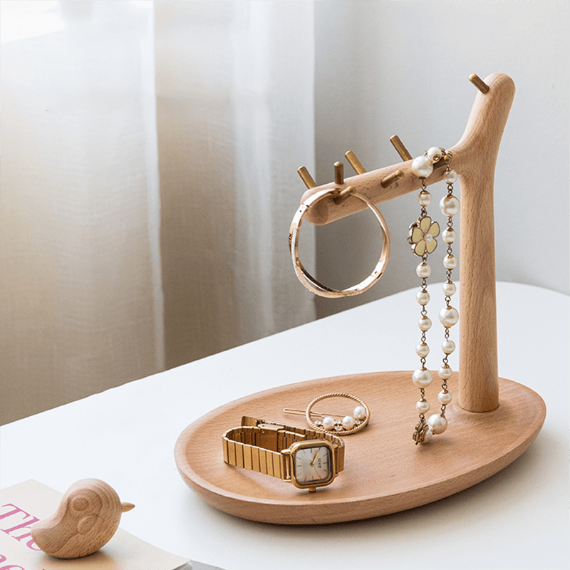 Lighteme Schreibtisch-Aufbewahrungsregal aus Holz mit Vogelmotiv