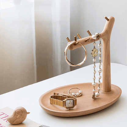 Lighteme Schreibtisch-Aufbewahrungsregal aus Holz mit Vogelmotiv