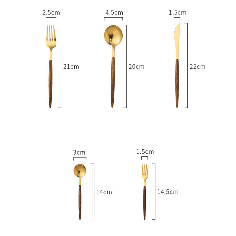 Ensemble de 5 couverts Lighteme avec manche en bois