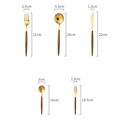 Ensemble de 5 couverts Lighteme avec manche en bois