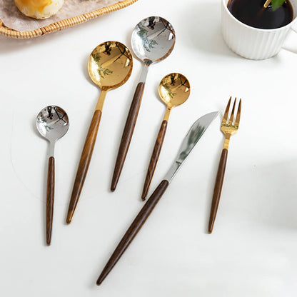 Ensemble de 5 couverts Lighteme avec manche en bois