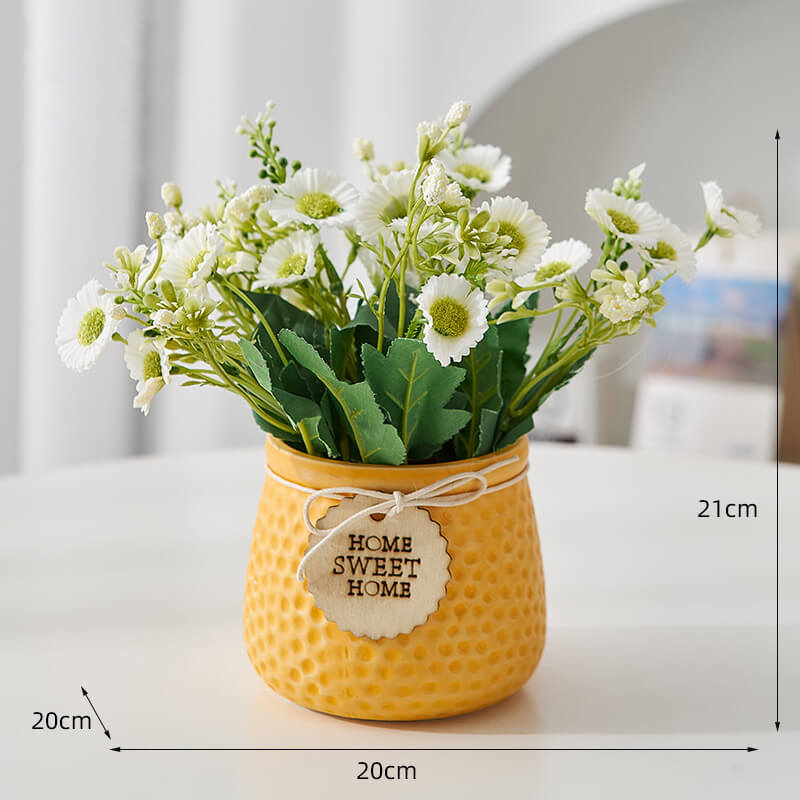 Lighteme Embossed Ceramic Potted Plant
