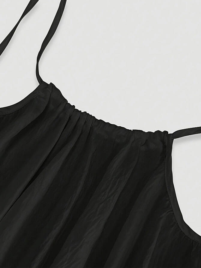 Lighteme Women's Solid Color Backless Cami Lounge Dress, Loose Fit Spaghetti Strap Dress