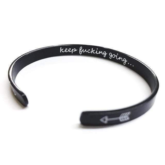 Ihrtrade "Keep Fucking Going" Inner Engraved Inspirational Cuff Bracelet Bangle,Garden Light Solar