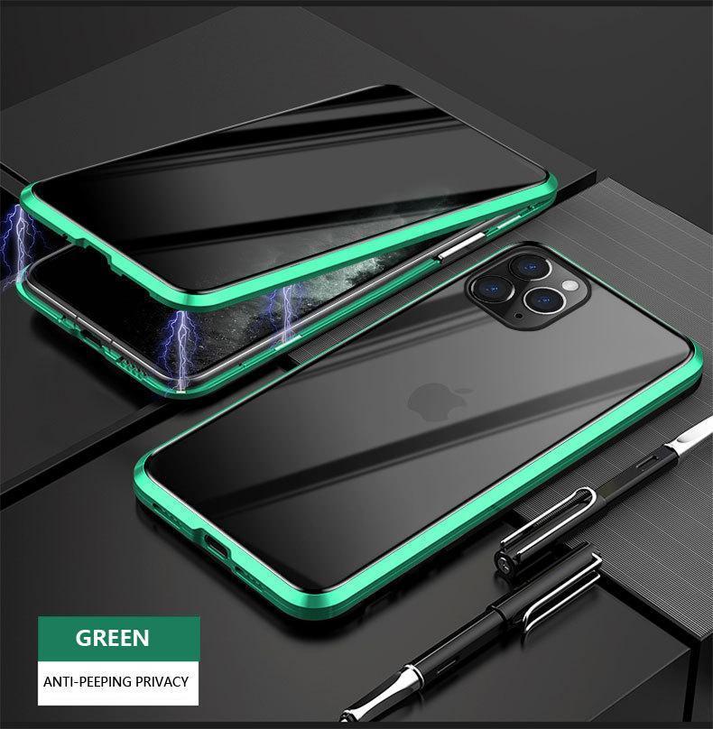 iHRtrade Anti-Peeping Privacy Magnetic Adsorption Two Side Tempered Glass Phone Case