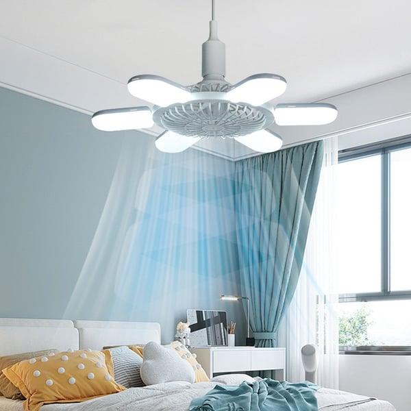 Ventilateur pliable Lighteme 2 en 1 à 6 lampes