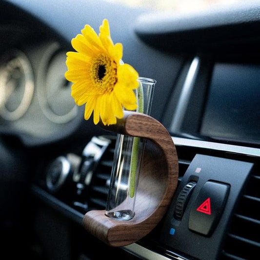 Vase à fleurs miniature en bois pour voiture compacte Lighteme