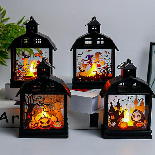 Lighteme Vintage-Halloween-Laterne mit flammenloser Kerze – 4er-Set