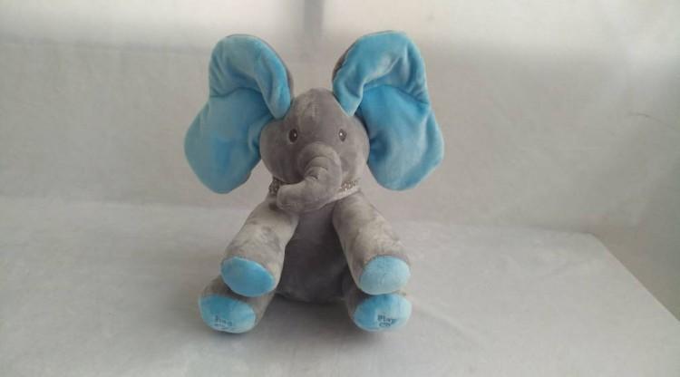Éléphant en peluche animé Lighteme Peek-a-Boo, parlant et chantant