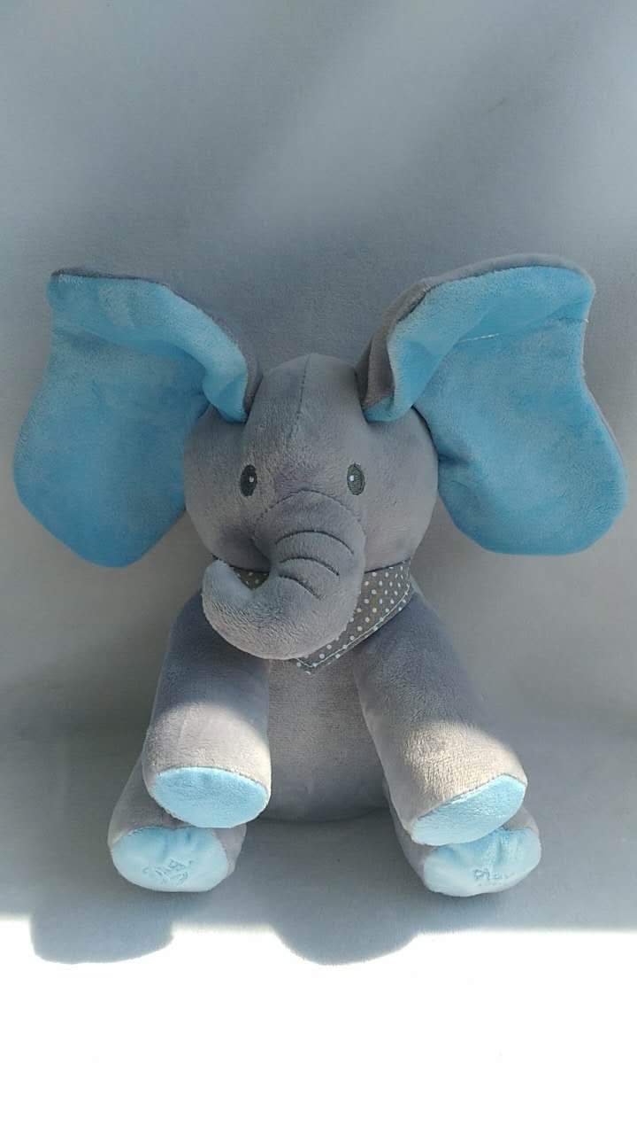 Éléphant en peluche animé Lighteme Peek-a-Boo, parlant et chantant