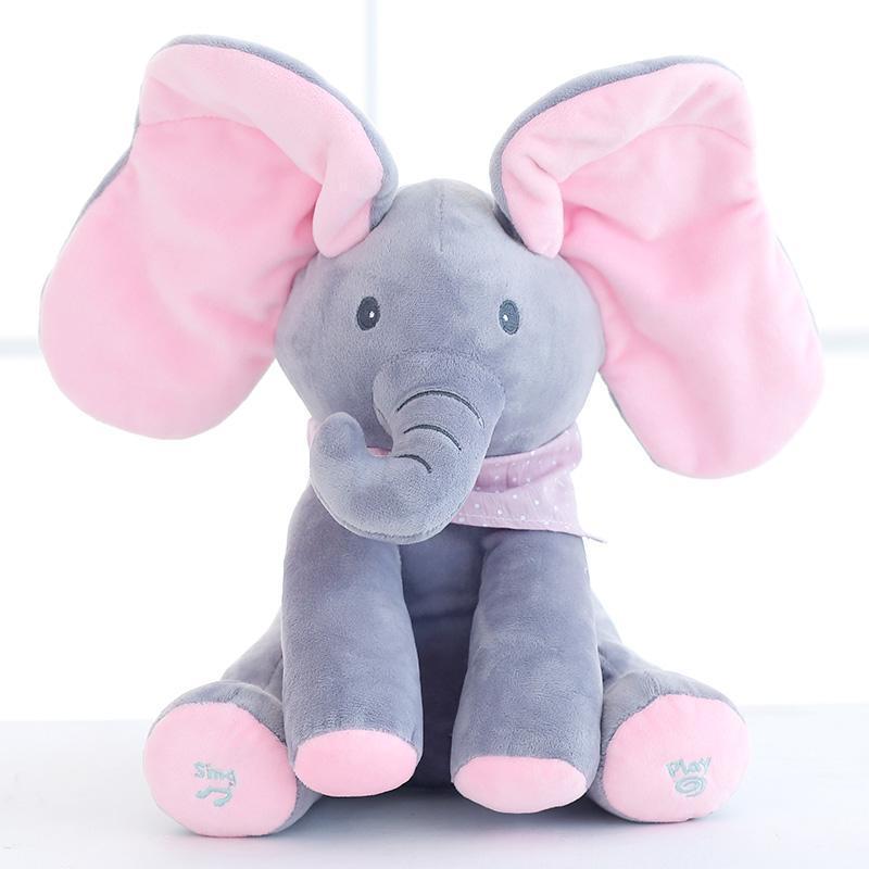 Éléphant en peluche animé Lighteme Peek-a-Boo, parlant et chantant