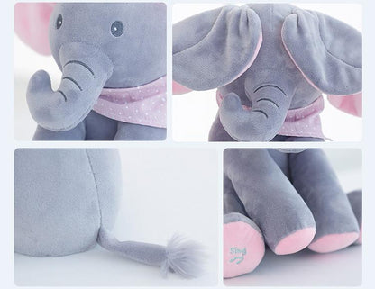 Éléphant en peluche animé Lighteme Peek-a-Boo, parlant et chantant