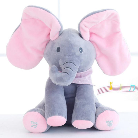 Éléphant en peluche animé Lighteme Peek-a-Boo, parlant et chantant