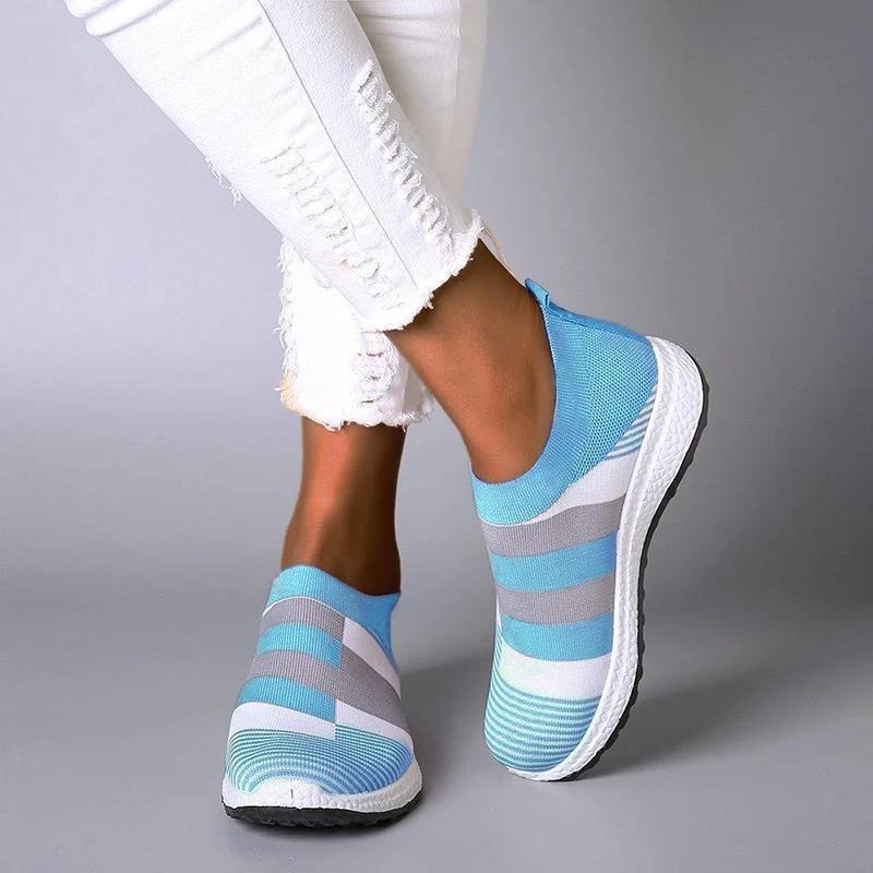 Ihrtrade Women Comfy Color Block Slip-On Running Sneakers