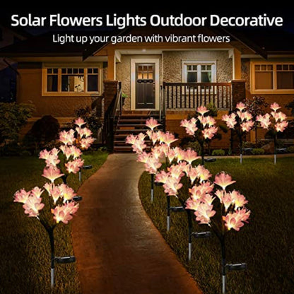 2 Pack - Lighteme Garden Solar Floral Lights Powered Waterproof 2 Lighting Modes Twinkling and Steady Landscape