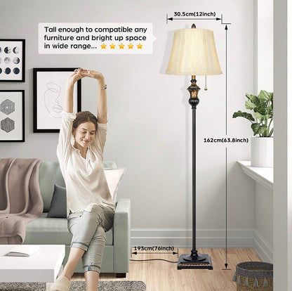 Lighteme - Freistehende elegante Stehlampe - Glockenförmiger Stoffschirm - LED-Leuchtmittel enthalten - Bronze 