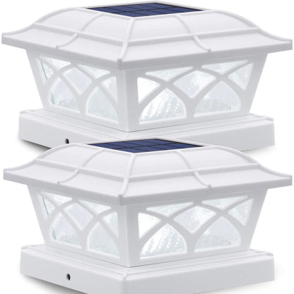 Lot de 2 lampes solaires pour poteaux d'extérieur en verre Lighteme, 2 modes, 8 LED, pour poteaux de 4 x 4, 5 x 5 et 6 x 6, clôture, terrasse, décoration, blanc chaud/blanc froid 