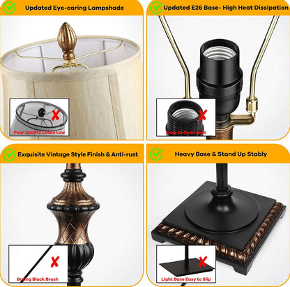 Lighteme - Freistehende elegante Stehlampe - Glockenförmiger Stoffschirm - LED-Leuchtmittel enthalten - Bronze 