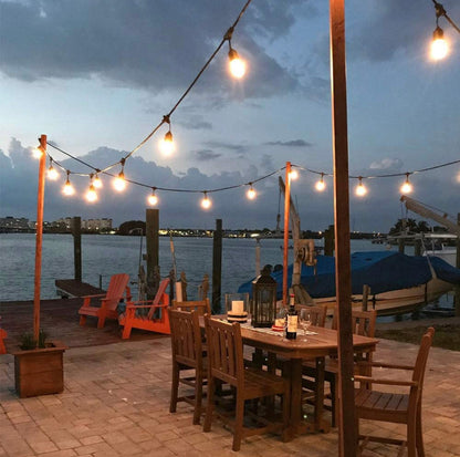 Lighteme 27F Solarbetriebene Lichterkette, wasserdichte LED-Hängelichter mit Edison-Glühbirnen und 12 Glühbirnen