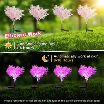 2-Pack - Lighteme Solar Flowers Pink Rime Flower Design, Solar Powered Flowers Light Dusk to Dawn