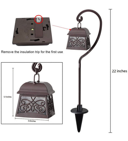 Lighteme 22 Zoll hängende Solarleuchten, Mehrzweck-Schäferhaken, 4er-Pack