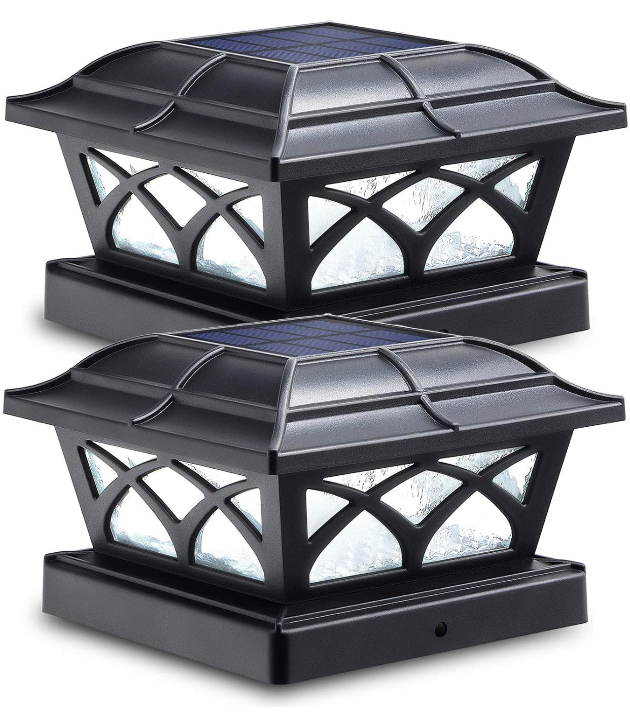 Lot de 2 lampes solaires pour poteaux d'extérieur en verre Lighteme, 2 modes, 8 LED, pour poteaux de 4 x 4, 5 x 5 et 6 x 6, clôture, terrasse, décoration, blanc chaud/blanc froid 