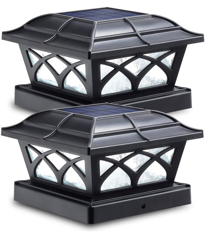 Lot de 2 lampes solaires pour poteaux d'extérieur en verre Lighteme, 2 modes, 8 LED, pour poteaux de 4 x 4, 5 x 5 et 6 x 6, clôture, terrasse, décoration, blanc chaud/blanc froid 