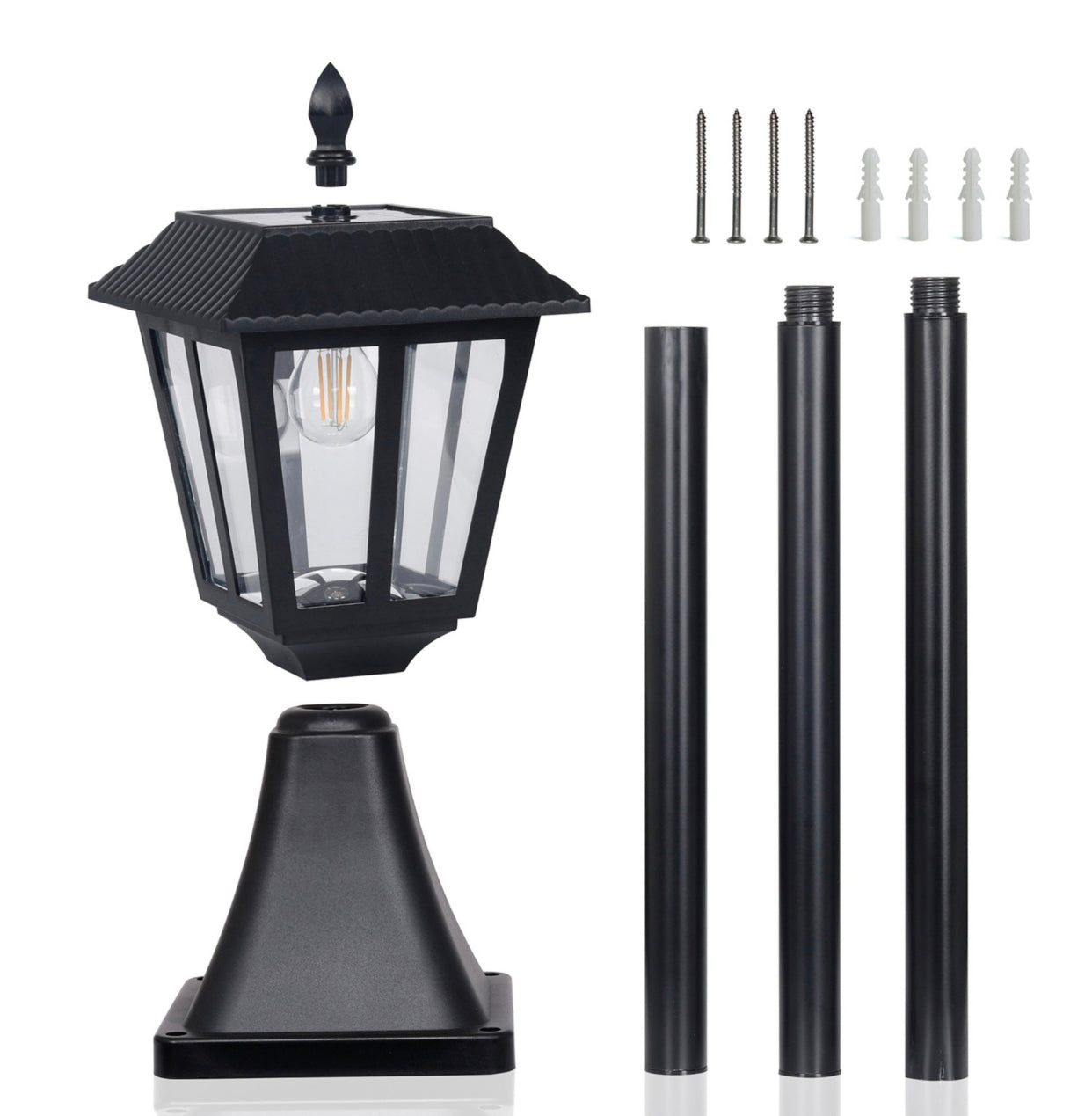 Lot de 2 lampadaires solaires Lighteme, lumière vintage blanc chaud