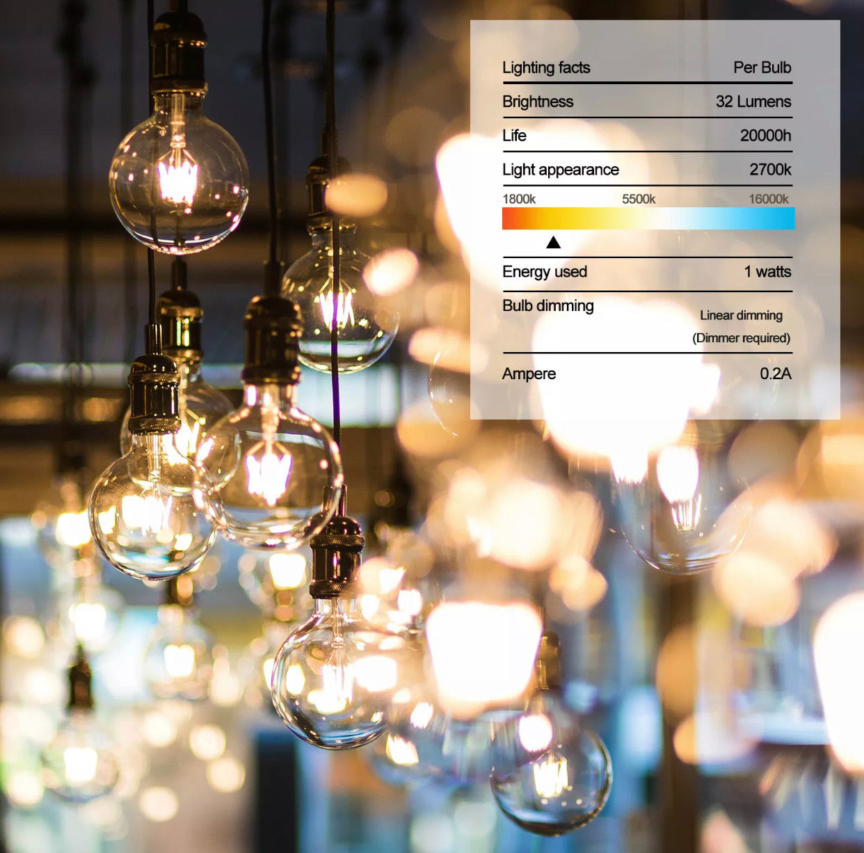 Guirlande lumineuse solaire d'extérieur à LED Lighteme Pro 27 pi – Étanche, ampoules à filament rétro Edison G40 – Blanc chaud 