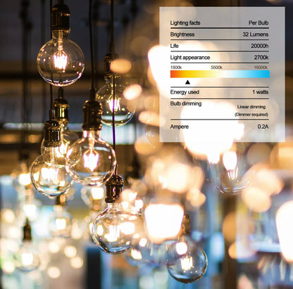 Guirlande lumineuse solaire d'extérieur à LED Lighteme Pro 27 pi – Étanche, ampoules à filament rétro Edison G40 – Blanc chaud 