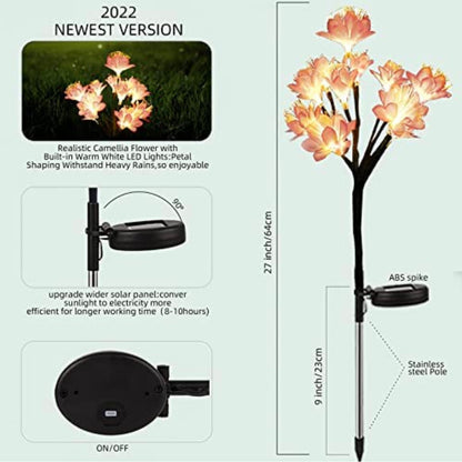 2 Pack - Lighteme Garden Solar Floral Lights Powered Waterproof 2 Lighting Modes Twinkling and Steady Landscape