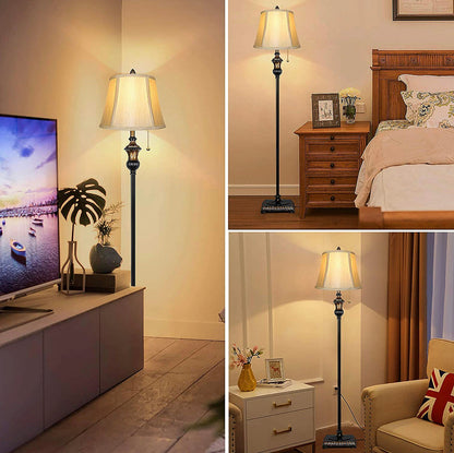 Lighteme - Freistehende elegante Stehlampe - Glockenförmiger Stoffschirm - LED-Leuchtmittel enthalten - Bronze 