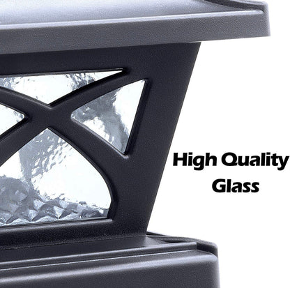 Lot de 2 lampes solaires pour poteaux d'extérieur en verre Lighteme, 2 modes, 8 LED, pour poteaux de 4 x 4, 5 x 5 et 6 x 6, clôture, terrasse, décoration, blanc chaud/blanc froid 