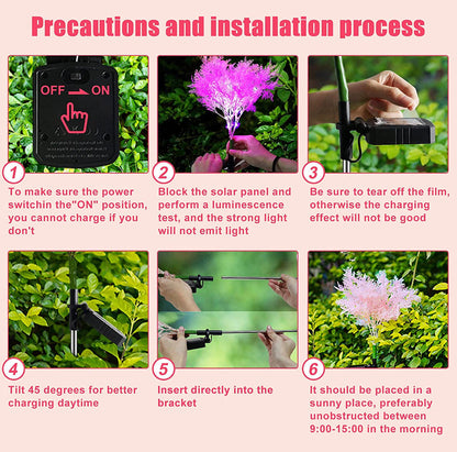 2-Pack - Lighteme Solar Flowers Pink Rime Flower Design, Solar Powered Flowers Light Dusk to Dawn