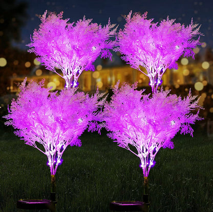 2-Pack - Lighteme Solar Flowers Pink Rime Flower Design, Solar Powered Flowers Light Dusk to Dawn
