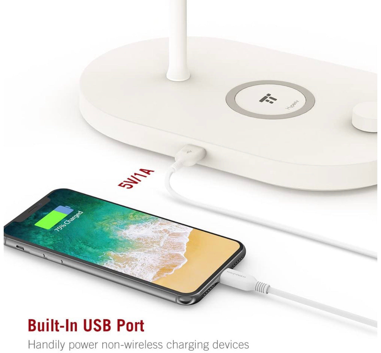 Lighteme LED-Nachttischlampe mit schnellem kabellosem Ladegerät, 7,5 W für iPhone und Android, Tischlampe mit USB-Anschluss (2er-Pack)