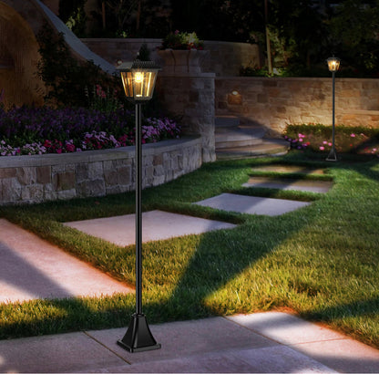 Lot de 2 lampadaires solaires Lighteme, lumière vintage blanc chaud